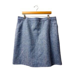 Boden Coastal Blue British Tweed Wool Mini Shift Skirt Size 14L